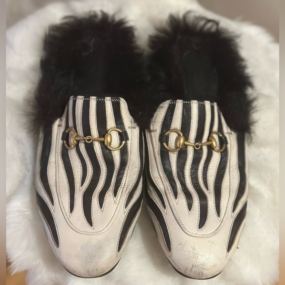 Gucci Leather Mules with Fur Slippers